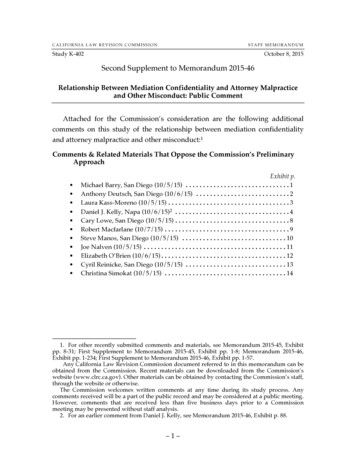 Second Supplement To Memorandum 2015-46