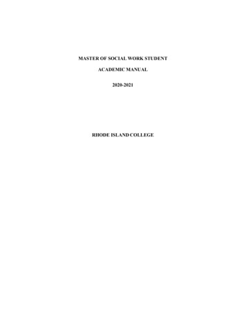 MSW Academic Manual 2020-2021 - Rhode Island College