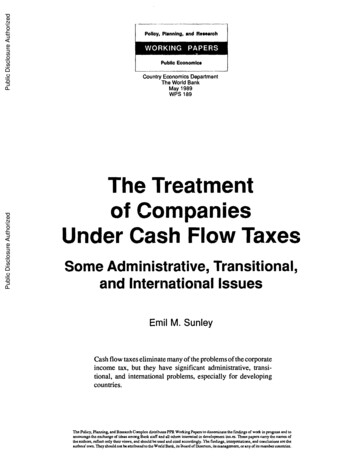 The Treatment Of Companies Under Cash Flow Taxes - World Bank