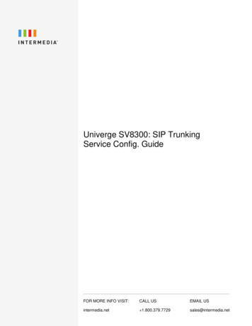 Univerge SV8300: SIP Trunking Service Config. Guide