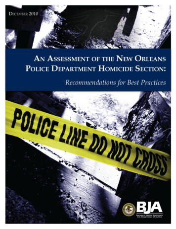 An Assessment Of The New Orleans Police Department Homicide Section .