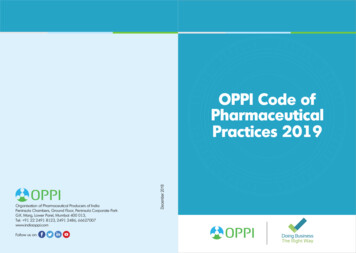 OPPI Code Of Pharmaceutical Practices 2019 - India (OPPI
