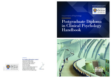 Department Of Psychology Postgraduate Diploma In Clinical Psychology .