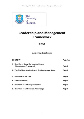 Leadership And Management Framework - University Of Sheffield