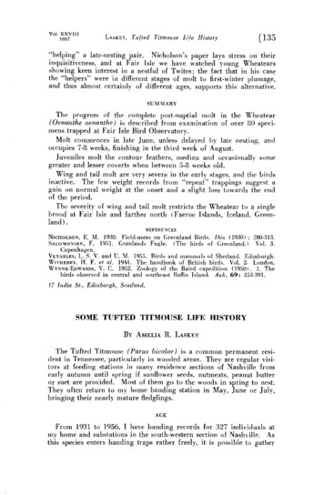 Vol. XXVIII 1957 LASKEY, Tu/ted Titmouse Li/e History [135 Helping A .