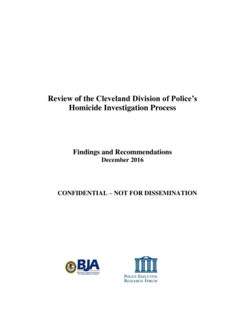 Review Of The Cleveland Division Of Police's Homicide Investigation Process