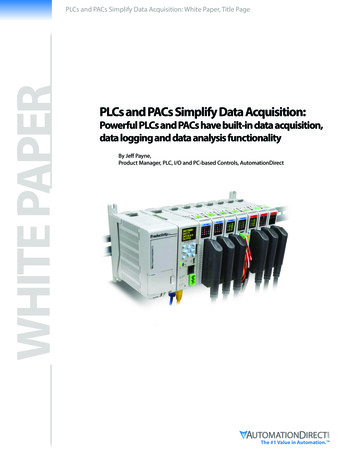 PLCs And PACs Simplify Data Acquisition: WHITE PAPER Product Manager .