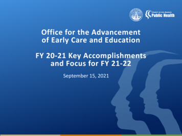 Office For The Advancement Of Early Care And Education FY 20-21 Key .