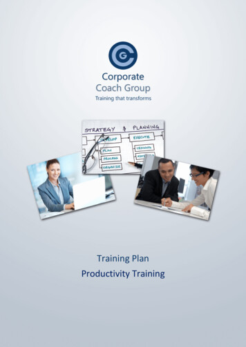Training Plan Productivity Training - Corporate Coach Group