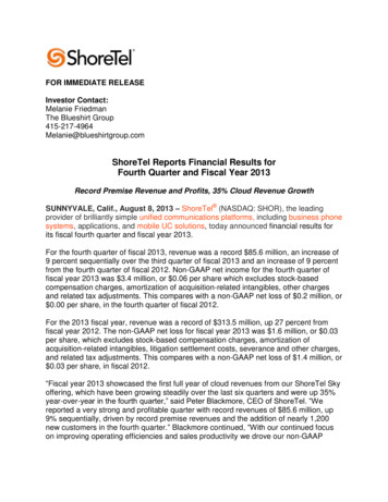 ShoreTel Reports Financial Results For Fourth Quarter And Fiscal Year 2013