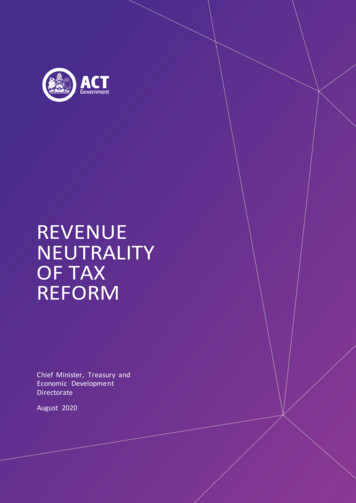 Revenue Neutrality Of Tax Reform - Treasury