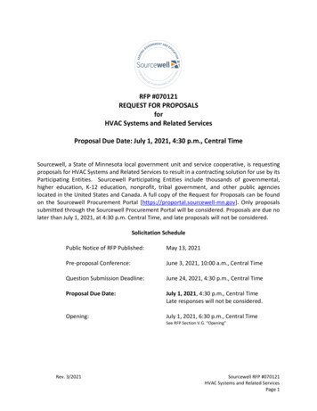 RFP #070121 REQUEST FOR PROPOSALS For HVAC Systems And Related Services .