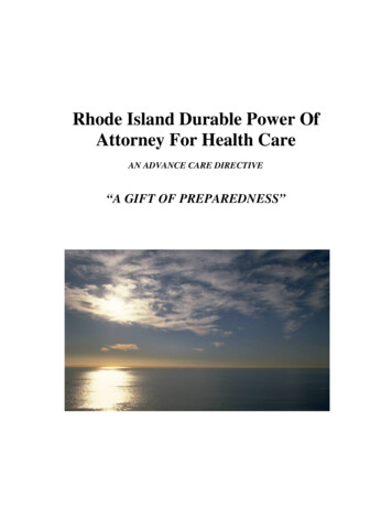 Rhode Island Durable Power Of Attorney For Health Care