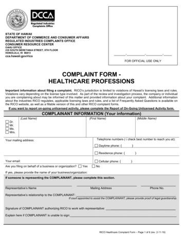 Complaint Form - Healthcare Professions