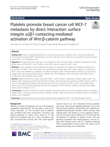 Platelets Promote Breast Cancer Cell MCF-7 Metastasis By Direct .
