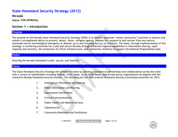 State Homeland Security Strategy (2012) - Budget.nv.gov