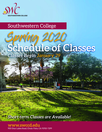 Spring 2020 Schedule Of Classes - Southwestern College