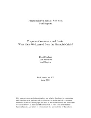 Corporate Governance And Banks: What Have We Learned From The Financial .