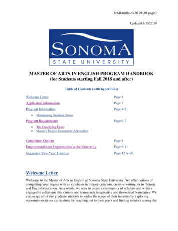 MASTER OF ARTS IN ENGLISH PROGRAM HANDBOOK (for . - English.sonoma.edu