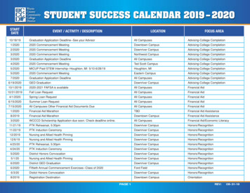 STUDENT SUCCESS CALENDAR 2019 -2020 - Wcccd.edu