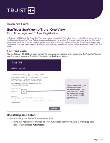 SunTrust SunView To Truist One View First Time Login And Token Registration