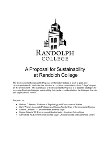 A Proposal For Sustainability At Randolph College