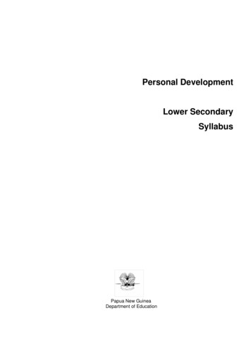 Personal Development Lower Secondary Syllabus