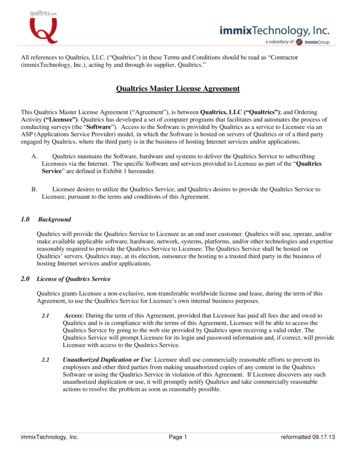 Qualtrics Master License Agreement - ImmixGroup