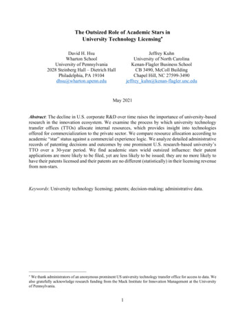 The Outsized Role Of Academic Stars In University Technology Licensing .