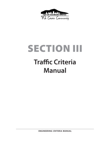 Traffic Criteria Manual - Colorado Springs, Colorado