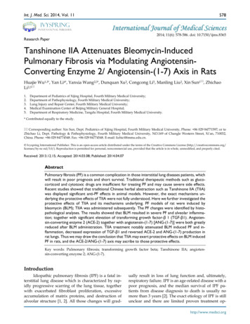 Research Paper Tanshinone IIA Attenuates Bleomycin-Induced Pulmonary .