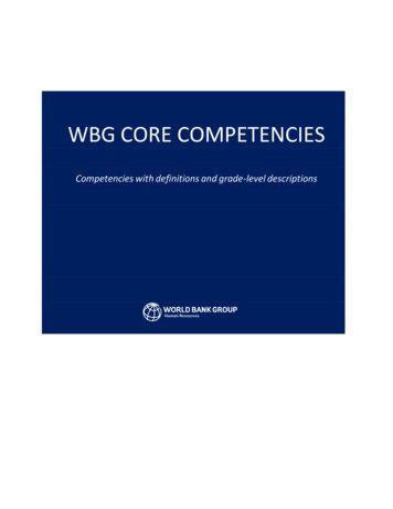 WBG CORE COMPETENCIES - World Bank