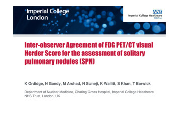 Inter-observer Agreement Of FDG PET/CT Visual Herder Score For The .