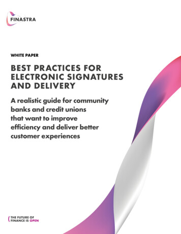 WHITE PAPER BEST PRACTICES FOR ELECTRONIC SIGNATURES AND . - Finastra