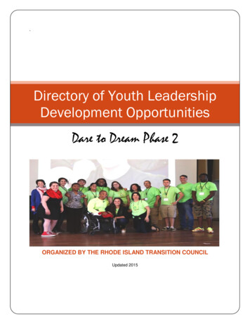 Directory Of Youth Leadership Development Opportunities - Rhode Island