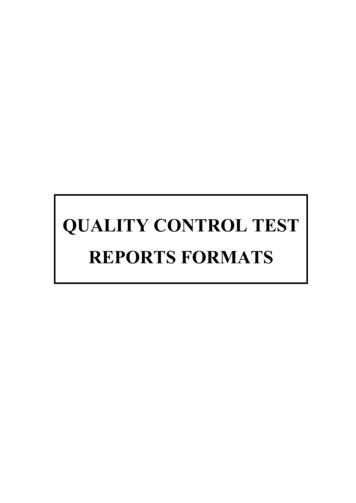 QUALITY CONTROL TEST REPORTS FORMATS - KRIDL
