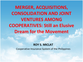 MERGER AND CONSOLIDATION AMONG COOPERATIVES: An 