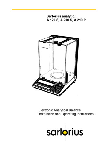 Electronic Analytical Balance Installation And Operating .