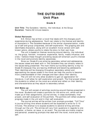 THE OUTSIDERS Unit Plan - Education Library