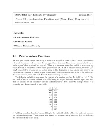 Notes #9: Pseudorandom Functions And (Many-Time) CPA Security