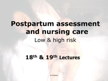 Postpartum Assessment And Nursing Care - Al Al-Bayt University
