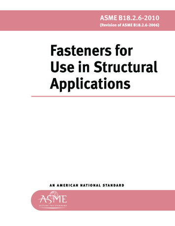 Fasteners For Use In Structural Applications