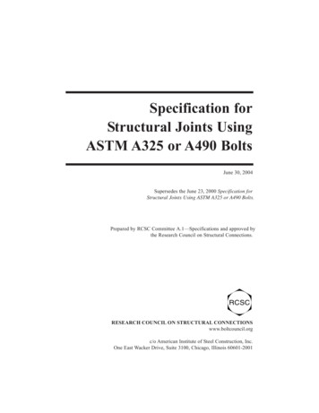 Specification For Structural Joints Using ASTM A325 Or .