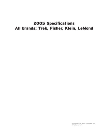 2005 Specifications All Brands: Trek, Fisher, Klein, LeMond