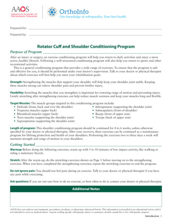 Rotator Cuff And Shoulder Conditioning Program