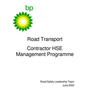 Road Transport HSE Contractor Management Programme