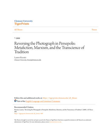 Reversing The Photograph In Persepolis: Metafiction .