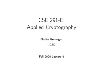 CSE 291-E: Applied Cryptography