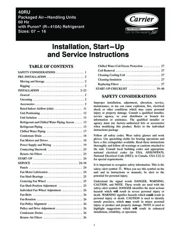 Installation, Start---Up And Service Instructions - Carrier