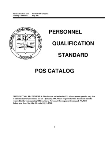 PERSONNEL QUALIFICATION STANDARD PQS CATALOG